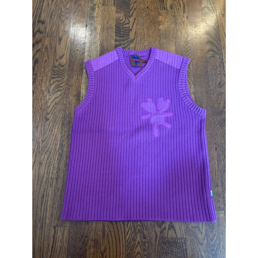 Heaven By Marc Jacobs Teddy Men's Unisex Vest Purple Ribbed Knit S Streetwear